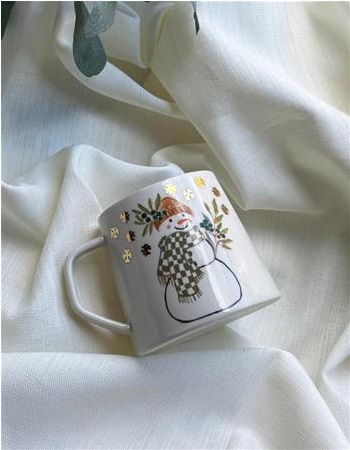 YEŞİL ATKILI KARDAN ADAM PORSELEN BARDAK